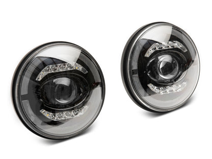 Raxiom 07-18 Jeep Wrangler JK Axial Series LED Headlights- Black Housing (Clear Lens) J132813 J132813 Photo - Close Up
