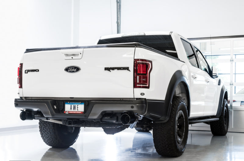 AWE Tuning 2017+ Ford Raptor 0 FG Performance Exhaust System - w/ Diamond Black Tips 3015-33106 3015-33106 Photo - Mounted