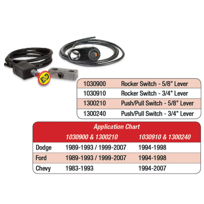 BD Diesel Push/Pull Switch Kit Exhaust Brake - 3/4in Manual Lever 1300240 Photo - Unmounted