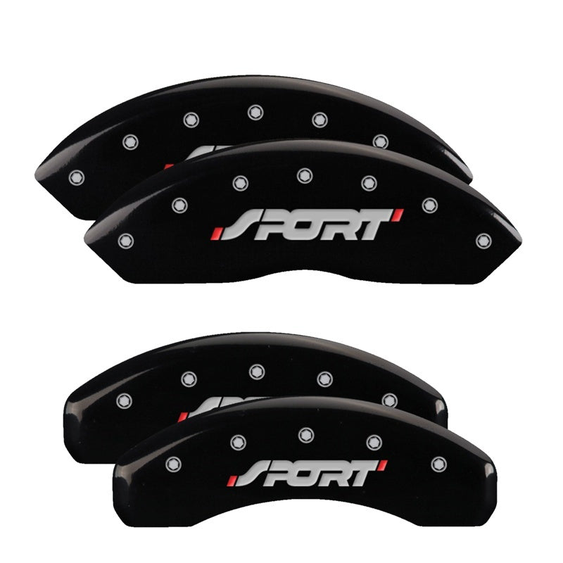MGP 4 Caliper Covers Engraved Front & Rear SPORT Black finish silver ch 10119SSPOBK 10119SSPOBK Photo - Primary