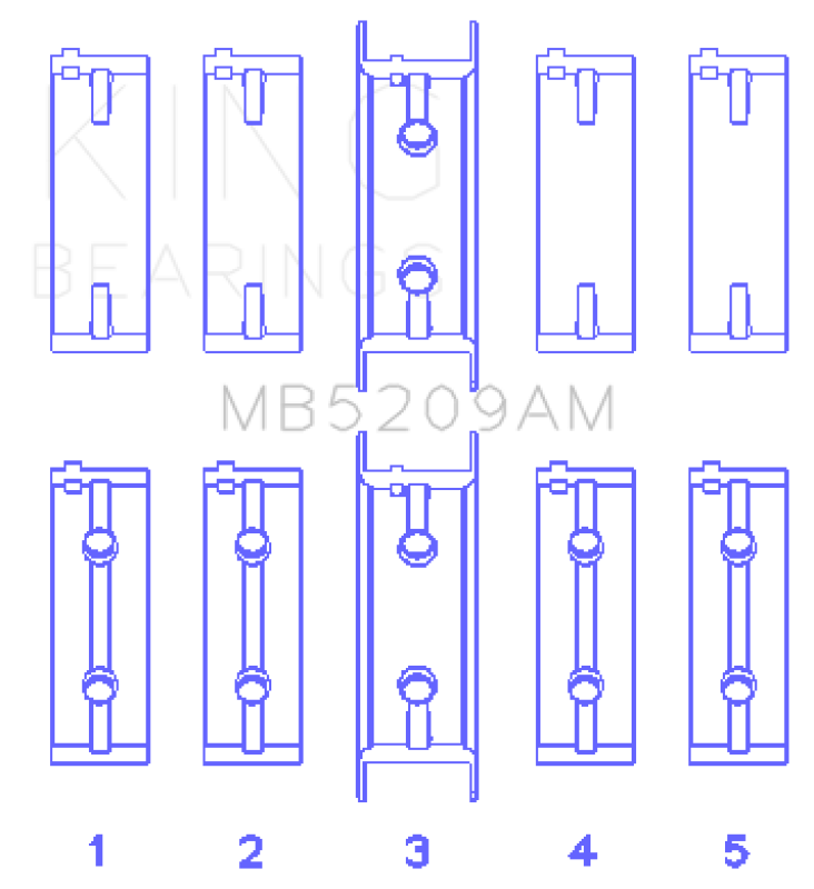 King Engine Bearings Mitsubishi 4G63/64/DOHC (Size +0.50mm) Main Bearing Set MB5209AM0.5 MB5209AM0.5 Photo - Primary