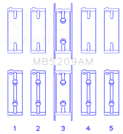 King Engine Bearings Mitsubishi 4G63/64/DOHC (Size +0.25mm) Main Bearing Set MB5209AM0.25 MB5209AM0.25 Photo - Primary