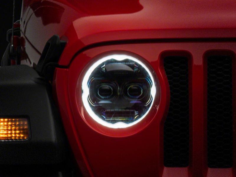 Raxiom 18-23 Jeep Wrangler JL Axial Series 9-In Angel Eye LED Headlights- Blk Housing (Clear Lens) J171705 J171705 Photo - Close Up