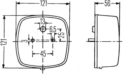 Hella 2578 Stop / Turn / Tail / License Plate Lamp 002578701 002578701 Technical Drawing