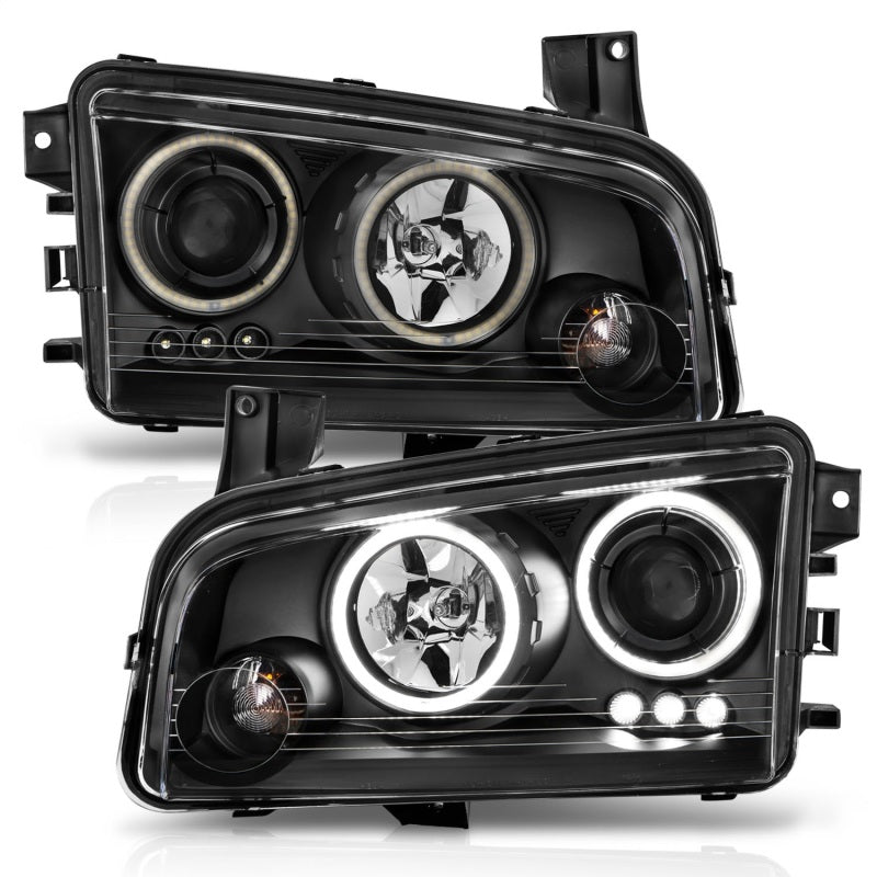 Anzo 2006-2010 Dodge Charger Projector Headlights w/ Halo Chrome (CCFL) 121218 Photo - Unmounted