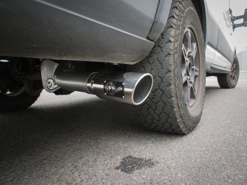 aFe Vulcan Series 3 1/2in 304 SS Cat-Back 13-19 Ford Transit V6 3.5 Twin Turbo w/ Polished Tip 49-33112-P 49-33112-P Photo - Mounted