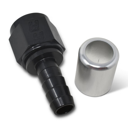 Russell Crimp-On Straight Hose End - Black / Silver 610403 Photo - out of package