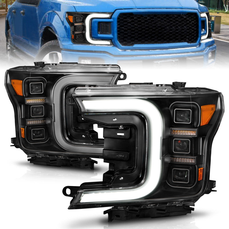 Anzo 18-20 Ford F-150 Full Led Projector Light Bar Headlights Black Amber 111519 111519 Photo - Primary
