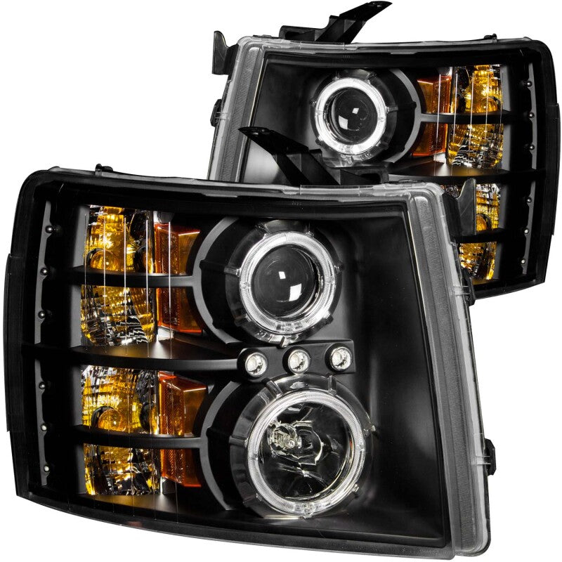 Anzo 2007-2013 Chevrolet Silverado 1500 Projector Headlights w/ Halo Black 111200 Photo - Primary