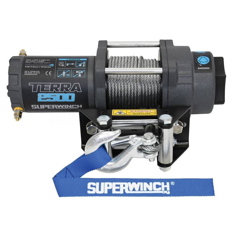 Superwinch 2500 LBS 12V DC 3/16in x 40ft Steel Rope Terra 2500 Winch - Gray Wrinkle 1125260 1125260 Photo - Unmounted