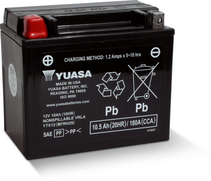 Yuasa Battery Yuasa YTX12 Maintenance Free AGM 12 Volt Battery YUAM7RH2STWN