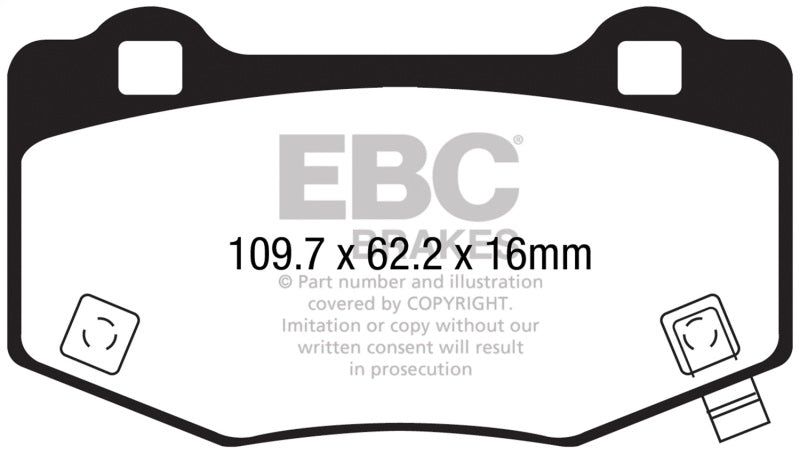EBC 15-17 Ford Mustang Shelby GT350/GT350R Yellowstuff Rear Brake Pads DP43056R DP43056R Photo - Primary