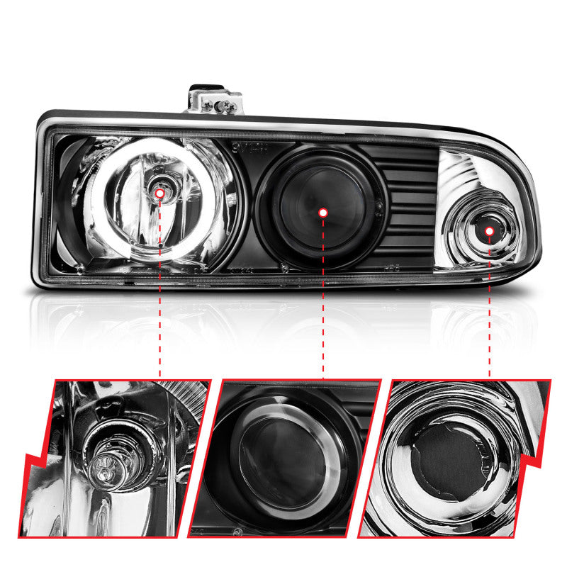 Anzo 1998-2005 Chevrolet S-10 Projector Headlights w/ Halo Black 111015 Photo - Unmounted