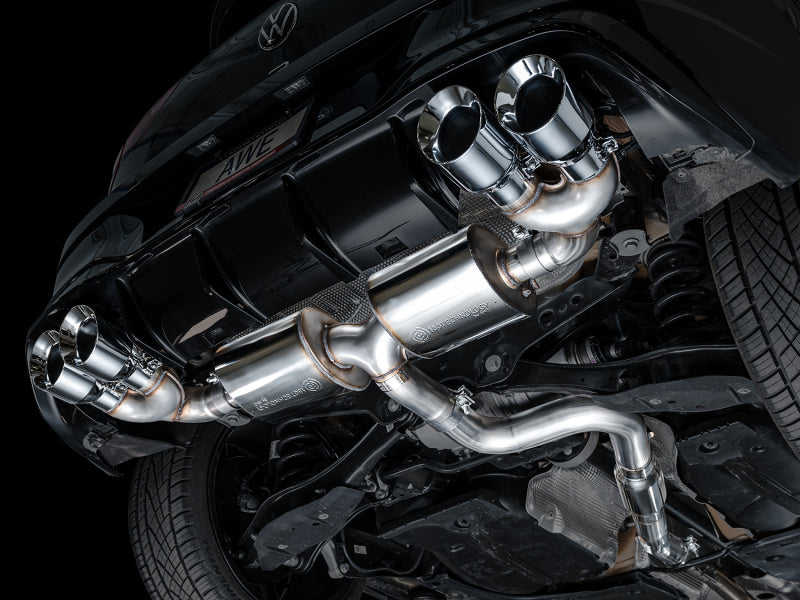AWE Tuning AWE MK8 Volkswagen Golf R 3in Touring Edition Quad Exhaust - Chrome Silver Tips 3015-42658 3015-42658 Photo - Mounted