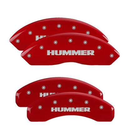 MGP Caliper Covers (set of 4), Engraved Front & Rear Hummer Red finish 52003SHUMRD Photo - Primary