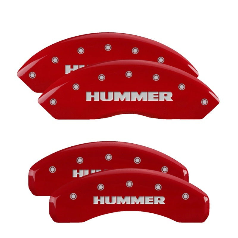 MGP Caliper Covers (set of 4), Engraved Front & Rear Hummer Red finish 52003SHUMRD Photo - Primary