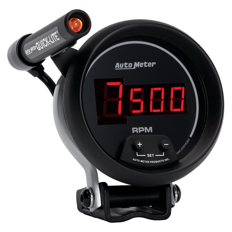 Autometer Quick-Lite Digital 10K RPM Pedestal Mount 3 3/4in Tachometer Black Dial w/ Red LED 6399 6399 User 3
