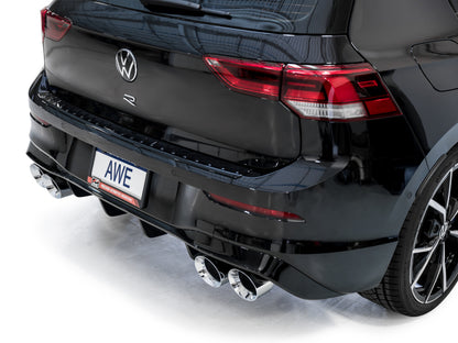 AWE Tuning AWE MK8 Volkswagen Golf R 3in Track Edition Quad Exhaust - Chrome Silver Tips 3020-42658 3020-42658 Photo - Mounted