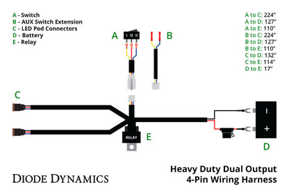 Diode Dynamics Heavy Duty Dual Output 3-way 4-pin Wiring Harness DD4093 DD4093 User 3