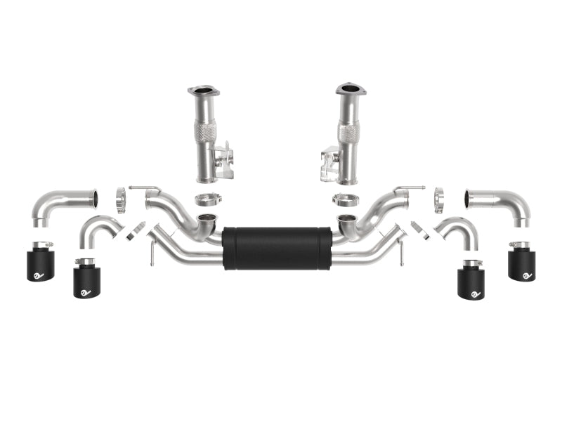 aFe MACH Force-Xp 2-1/2in 304SS Cat-Back 2020 Chevy Corvette (C8) 6.2L - Black Tip 49-34127-B 49-34127-B Photo - Unmounted