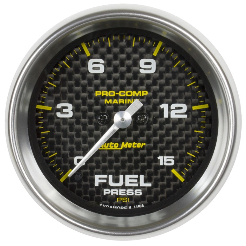 Autometer Marine Carbon Fiber 2-1/16in 15 PSI Digital Stepper Motor Fuel Pressure Gauge 200848-40 200848-40 Photo - Primary