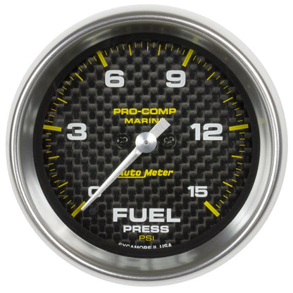 Autometer Marine Carbon Fiber 2-1/16in 15 PSI Digital Stepper Motor Fuel Pressure Gauge 200848-40 200848-40 Photo - Primary
