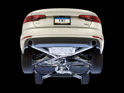 AWE Tuning Audi B9 A4 Track Edition Exhaust Dual Outlet - Chrome Silver Tips (Includes DP) 3020-32024 3020-32024 Photo - Mounted