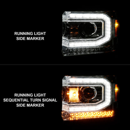 ANZO 2014-2015 Gmc Sierra 1500 Projector Headlights w/ Light Bar Chrome Housing (Halogen Type) 111514 111514 User 1