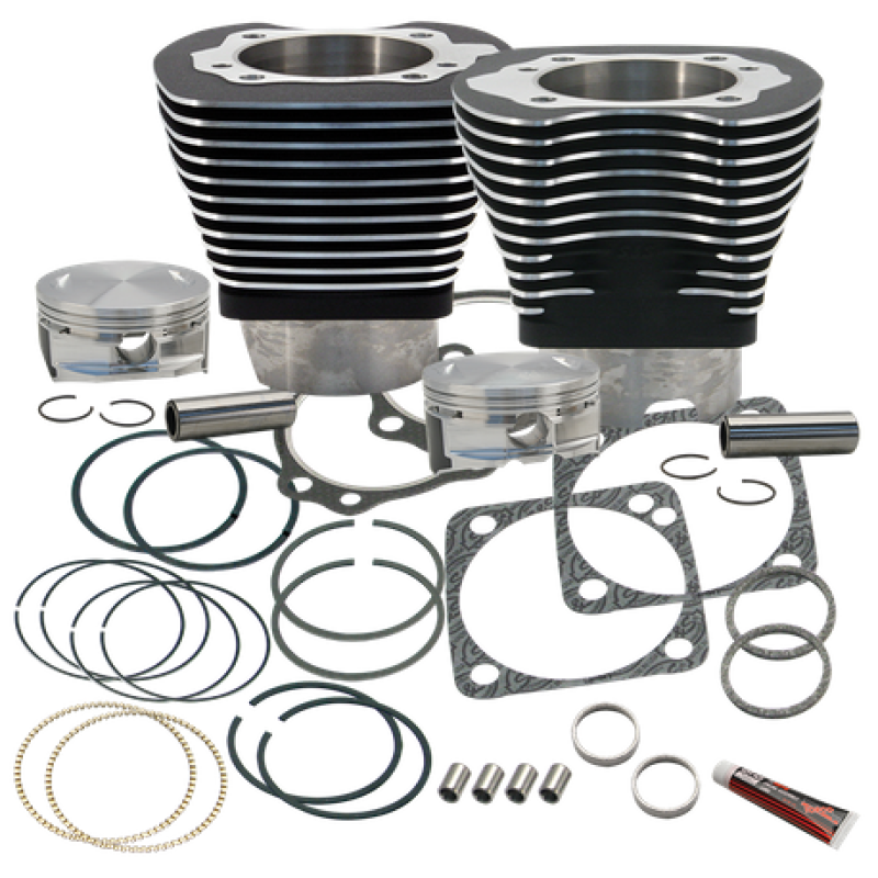 S&S Cycle 84-99 BT 4 1/8in Bore Cylinder & Pistons Kit For S&S V124 Engine - Wrinkle Black 910-0224