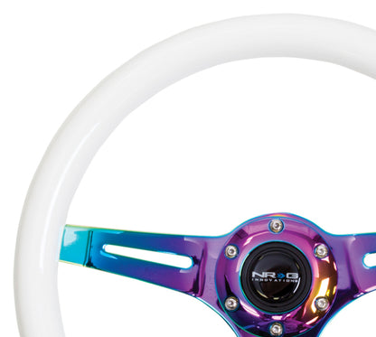 NRG Classic Wood Grain Wheel-350mm 3 Neochrome Spokes-Glow-In-Dark Grip ST-015MC-GL Photo - Primary