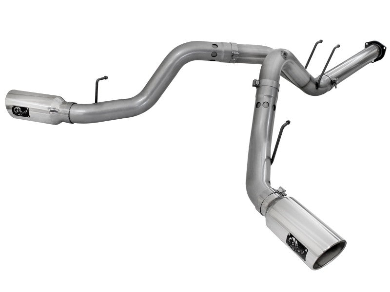 aFe Large Bore-HD 4in 409 Stainless Steel DPF-Back Exhaust w/Polished Tips 15-16 Ford Diesel Truck 49-43122-P 49-43122-P Photo - Primary