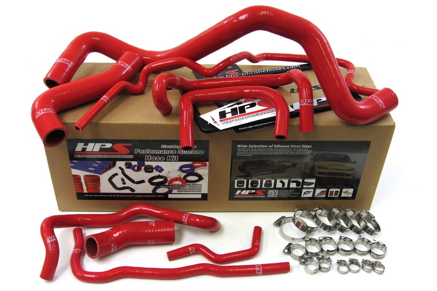HPS Performance Products HPS Red Reinforced Silicone Radiator Hose Kit Coolant Volkswagen 99-06 Golf Mk4 1.8T Turbo Left Hand Drive
