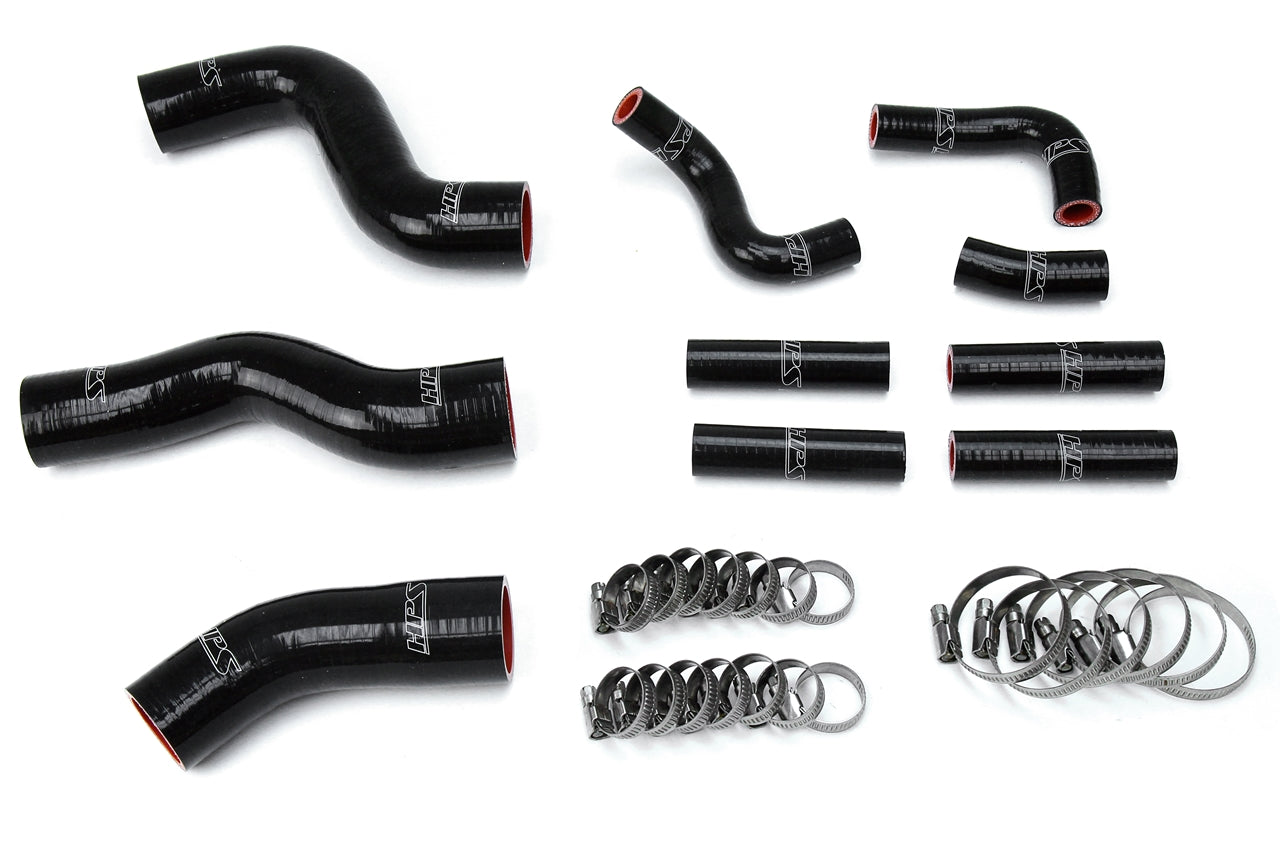 HPS Performance HPS Black Reinforced Silicone Radiator + Pesky Heater Hose Kit 1FZ-FE Lexus 96-97 LX450 FJ80 4.5L I6 without rear heater