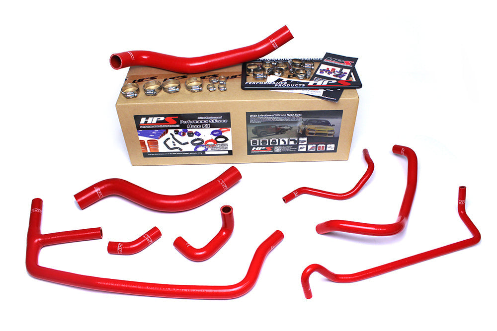 HPS Performance Products HPS Red Reinforced Silicone Radiator and Heater Hose Kit Coolant Ford 2015-2019 Mustang Ecoboost 2.3L Turbo