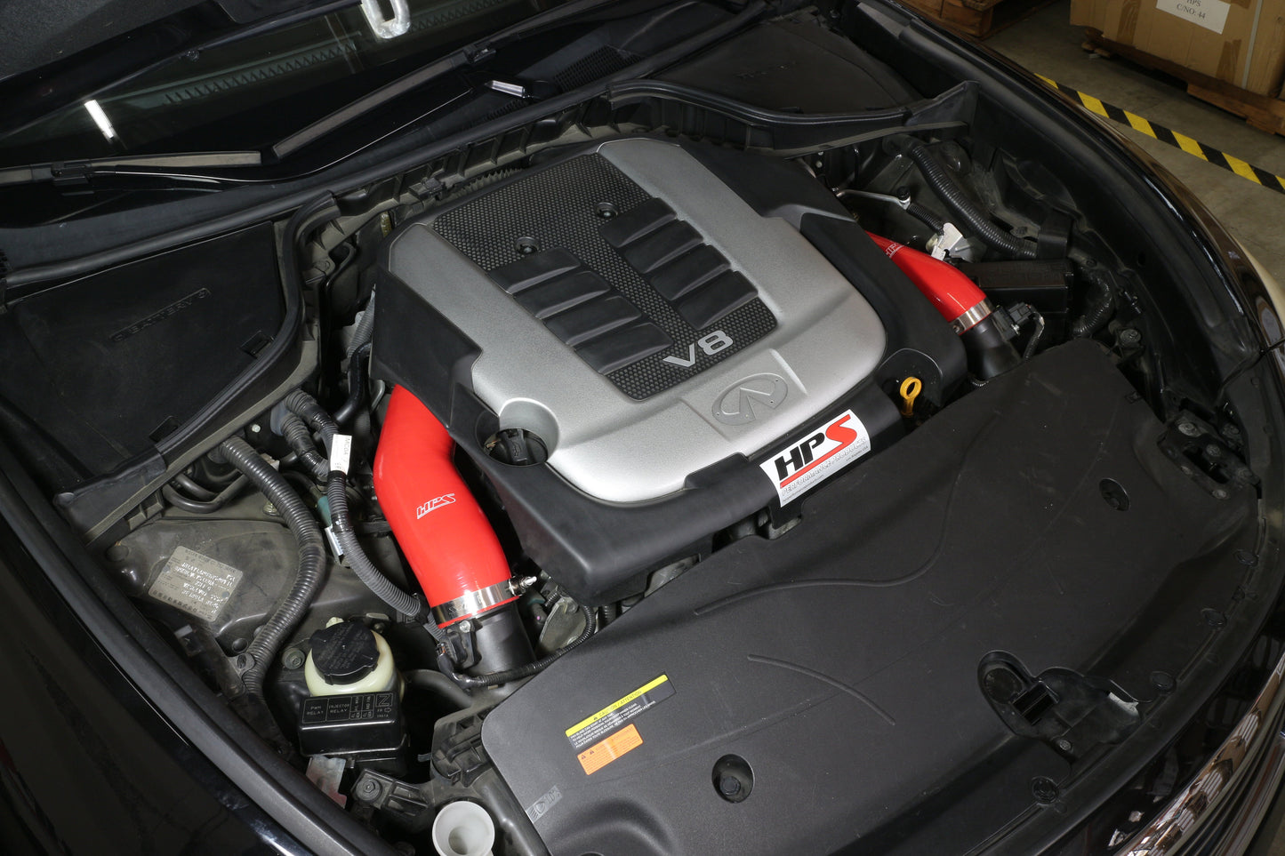 HPS Performance Products HPS Red Reinforced Silicone Post MAF Air Intake Hose Kit Infiniti 11-13 M56 5.6L V8