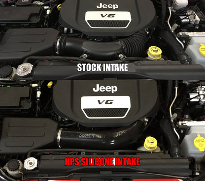 HPS Performance HPS Silicone Air Intake Kit Post MAF Hose Jeep 2012-2017 Wrangler JK & Unlimited 3.6L V6, 57-1639