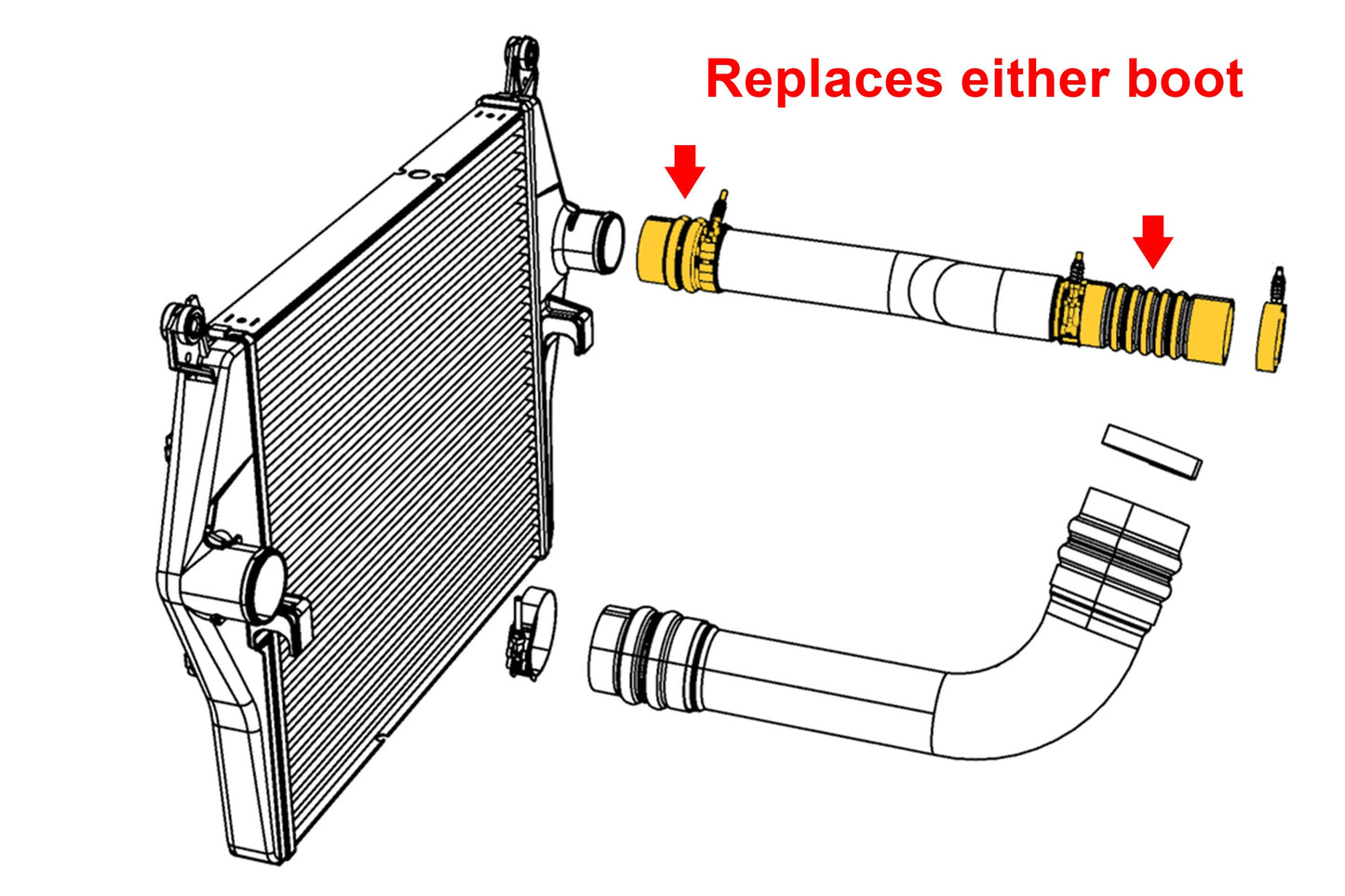 HPS Performance HPS Silicone Intercooler Hose Boot with Clamps replace 55056903AB, 2010-2012 Dodge Ram 4500 Pickup 6.7L Diesel Cummins Turbo 57-2208