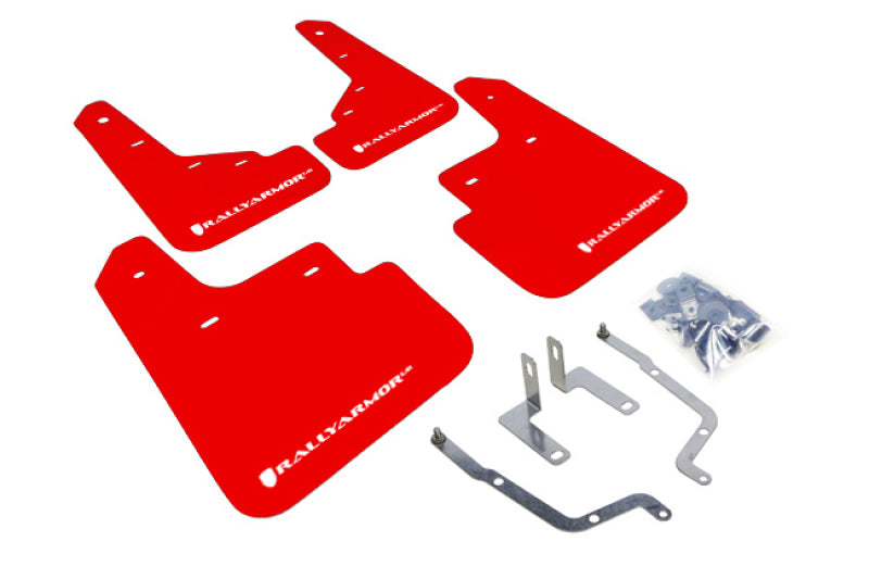 Rally Armor 2014+ Mazda3 Red Mud flap White logo 0LKZW MF31-UR-RD/WH Photo - Primary