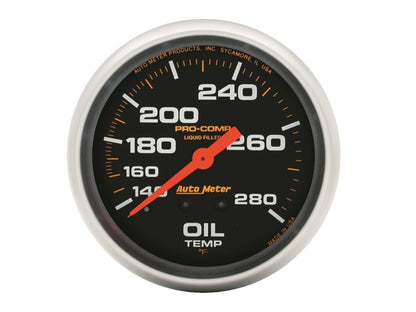 Autometer Gauge, Oil Temp, 2 5/8", 140-280 Deg. F, Liquid Filled Mech, 12ft. 5443 Photo - Primary
