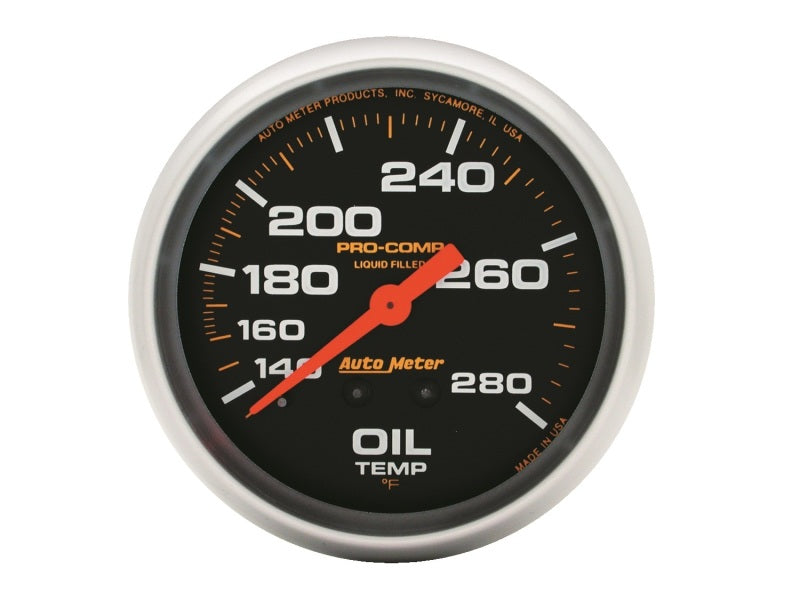 Autometer Gauge, Oil Temp, 2 5/8", 140-280 Deg. F, Liquid Filled Mech, 12ft. 5443 Photo - Primary