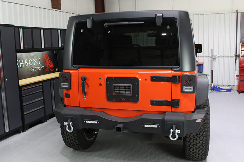 Fishbone Offroad 07-18 Jeep Wrangler JK - Black Textured Powdercoat Tail Light Covers FB31043 FB31043 Photo - lifestyle view