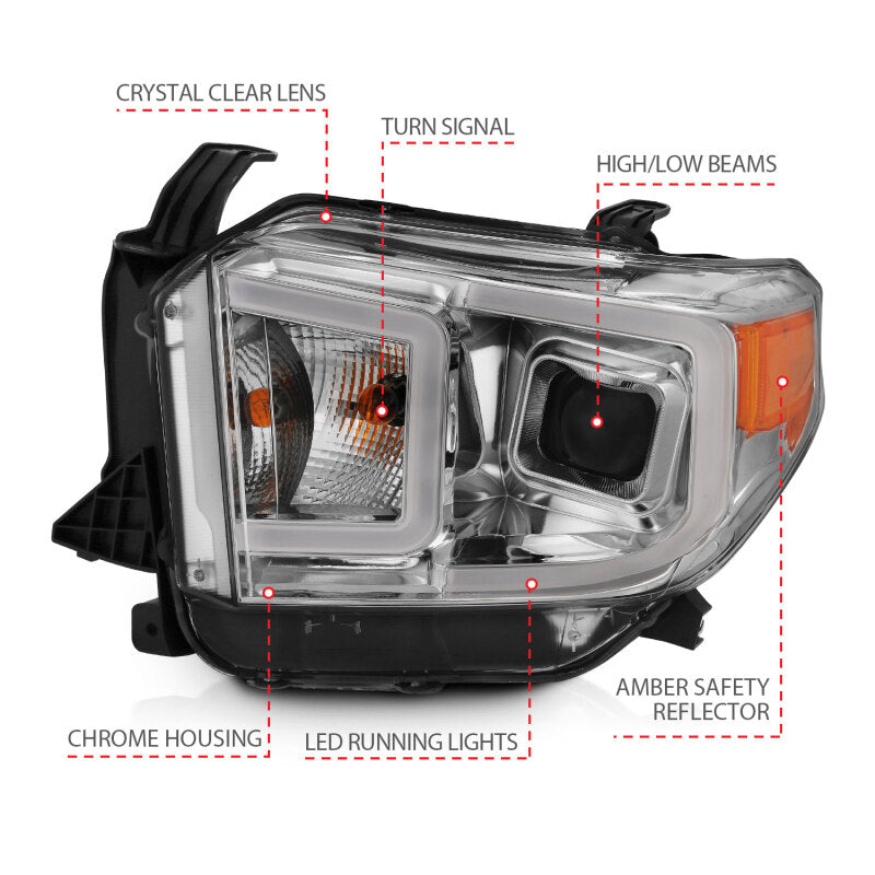 ANZO 14-17 Toyota Tundra Plank Style Projector Headlights Chrome w/ Amber 111415 111415 Photo - out of package