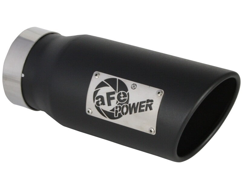 aFe Large Bore-HD 3 IN 409 Stainless Steel DPF-Back Exhaust System w/Black Tip RAM 1500 20-21 V6-3.0 49-42080-B 49-42080-B Photo - Close Up