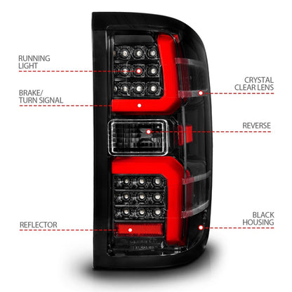 ANZO 15-19 Chevrolet Silverado 2500 HD/3500 HD LED Taillight w/ Sequential Black Housing/Clear Lens 311450 311450 Photo - Unmounted