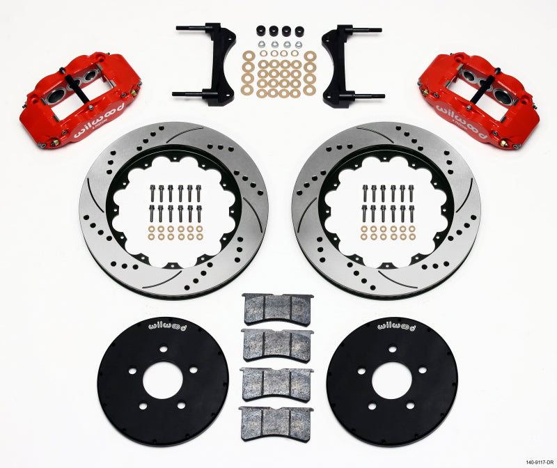 Wilwood FNSL6R Front Hat Kit, 14.00", Drill, Red, Mustang 140-9117-DR Photo - Primary
