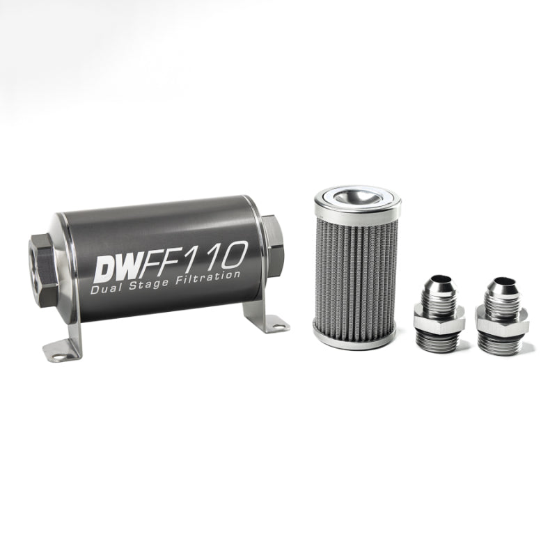 DeatschWerks '-8AN, 100 micron, 110mm In-line fuel filter kit 8-03-110-100K-8 Photo - Primary