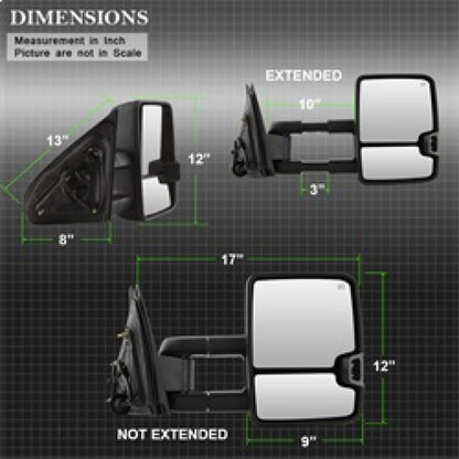 SPYDER xTune Chevy Silverado 14-16 Heated Amber LED Signal Telescoping Mirrors MIR-CSIL14S-G2-PWH-AM-SET 9936708 9936708 Photo - Unmounted