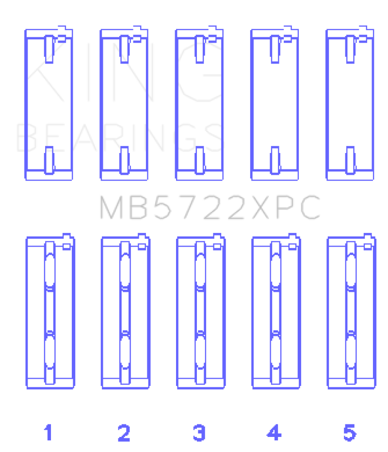 King Engine Bearings King Mitsubishi 4B11T EVO X 2007+ (Size 0.5) Coated Performance Main Bearing Set MB5722XPC0.5 MB5722XPC0.5 Photo - Primary