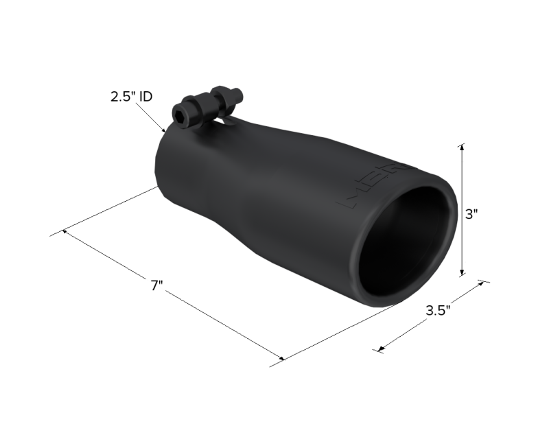 MBRP Universal Tip 2.5 O.D. Oval End 3.75 Inlet 10in length T5116BLK Photo - Close Up