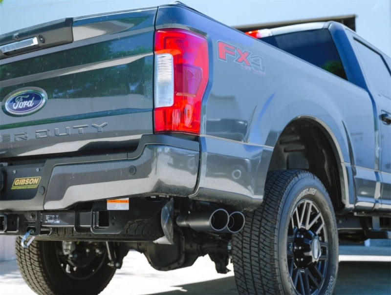Gibson 20-21 Ford F250/F350 7.3L Black Elite Cat-Back Dual Sport Exhaust System - Stainless 69136B 69136B Photo - Mounted